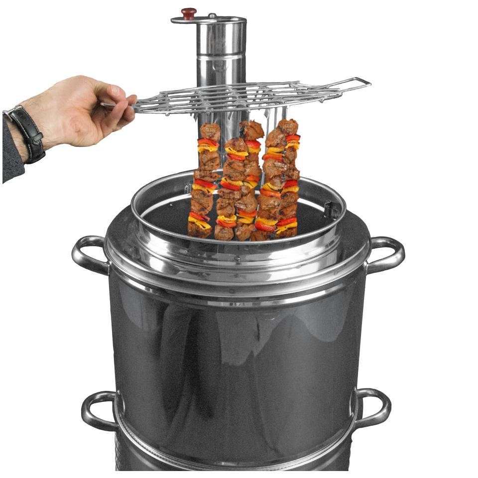 Tandur mit Hängespieße für Gemüse, Fleisch, Scampi