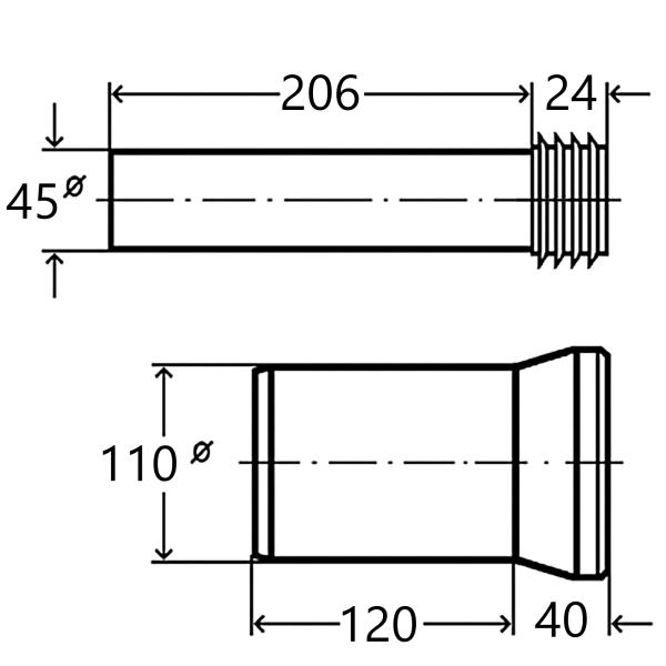 WC-Anschlussgarnitur Set (180mm) DN90/110